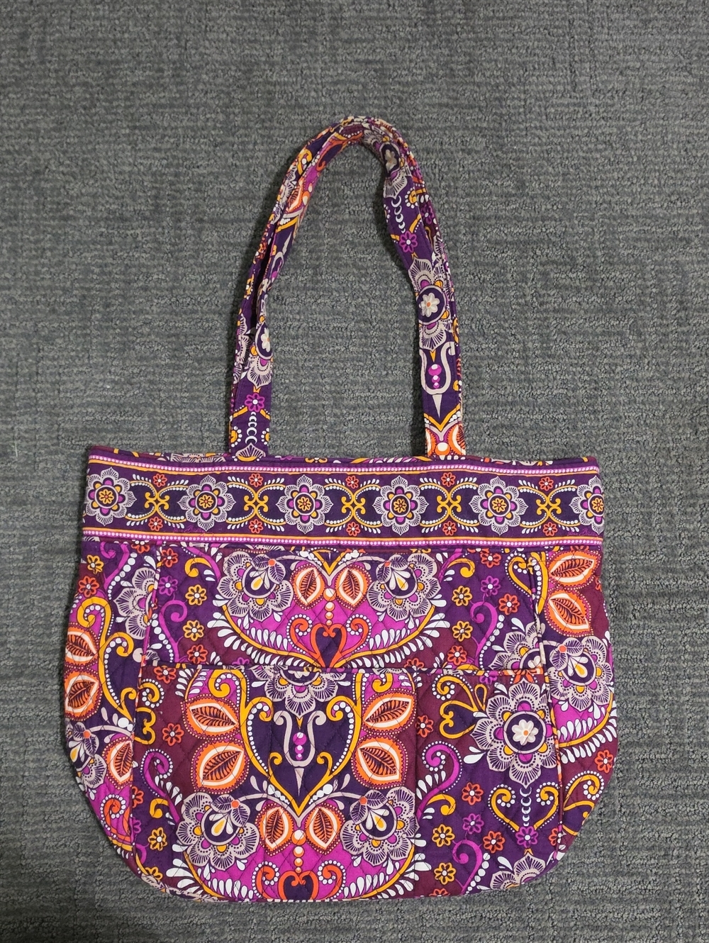 Vera Bradley Purple Floral Quilted Tote Shoulder Bag